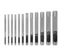 HAPINARY 12 Piezas Perforadora Manual para Cinturones, Punzones Redondos de Acero, Tamaños 1-10mm, Plata, Cambio Rápido de Cabezal, para Cinturones y Bolsas, Reparación en Casa