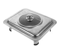 HAPINARY 1pieza Bandeja de Acero Inoxidable Rectangular para Buffet con Tapa de Plato Comedor con Cubierta para Restaurante Canteen Comida Frutas y Postres