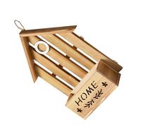 HAPINARY Estante Decorativo de Pared de Madera Forma de Casa Marrón | Colgador para Plantas y Llaves, Estilo Rústico Moderno, Adecuado para Entrada y Patio
