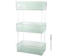 Hapivida Estante de Almacenamiento para baño acrílico 3 Niveles Organizador de encimera para cosméticos y perfumes 25 x 14 x 48 cm acrílico for Uso en baño y tocador (Verde Oscuro)