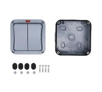 Hapivida Interruptor Exterior Impermeable IP66 20A 2 Gang 2 Way con Luz Indicadora, Doble Control Exterior de Alta Resistencia para Iluminación de Jardín y Exteriores