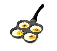 Hapivida Sartén para Tortitas, Sartén Antiadherente con 4 Agujeros de Aluminio, Mango Ergonómico, 14.4x7.7x1inch, para Desayunos Rápidos y Prácticos en Cocinas de Gas y Eléctricas