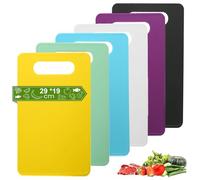 HaploS Juego de 6 tablas de cortar antideslizantes, 29 x 19 cm, plástico PP, sin BPA, aptas para lavavajillas, 6 colores