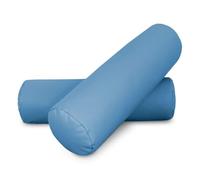 HAPPERS 2 Cojines cilíndricos de 50x15 en Polipiel Azul Cielo. Rollo Cervical para aliviar Dolor postural o Dormir