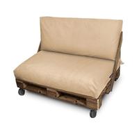 HAPPERS Cojín para Palets Toldotex Impermeable BEIG Set: Asiento 120x80x20 (Liso) + Respaldo 120x45x20 (Liso)