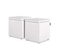 HAPPERS Pack 2 Puff Cubo Arcón Polipiel para Salón o Dormitorio Blanco
