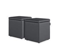 HAPPERS Pack 2 Puff Cubo Arcón Polipiel para Salón o Dormitorio Gris