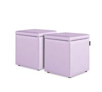 HAPPERS Pack 2 Puff Cubo Arcón Polipiel para Salón o Dormitorio Malva