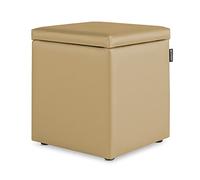 HAPPERS Puff Cubo Arcón Polipiel para Salón o Dormitorio Beige