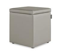 HAPPERS Puff Cubo Arcón Polipiel para Salón o Dormitorio Ceniza