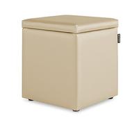 HAPPERS Puff Cubo Arcón Polipiel para Salón o Dormitorio Crudo