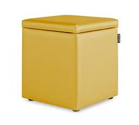 HAPPERS Puff Cubo Arcón Polipiel para Salón o Dormitorio Mostaza
