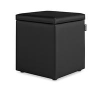 HAPPERS Puff Cubo Arcón Polipiel para Salón o Dormitorio Negro