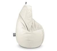 HAPPERS Puff Pera Naylim Mate con Relleno Incluido para Exterior e Interior Transpirable y Resistente | Asiento Relax Ergonómico para Terraza, Jardín y Salón | Talla Gigante XXL Crudo