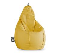 HAPPERS Puff Pera para Salón y Dormitorio con Relleno | Polipiel Alta Resistencia | Sillón Relax Ergonómico Infantil y Juvenil | Puff para Leer y Jugar | Mostaza 130x75 XL