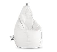 HAPPERS Puff Pera para Salón y Dormitorio con Relleno | Polipiel Alta Resistencia | Sillón Relax Ergonómico Infantil y Juvenil | Puff para Leer y Jugar | Blanco 130x75 XL