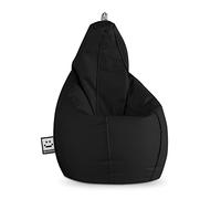 HAPPERS Puff Pera para Salón y Dormitorio con Relleno | Polipiel Alta Resistencia | Sillón Relax Ergonómico Infantil y Juvenil | Puff para Leer y Jugar | Negro 135x90 XXL
