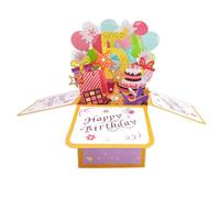 Happy 5th Birthday 5th Birthday 5th Birthday Pop Up Tarjeta de felicitación para niñas, 5 años de edad, idea de regalo de cumpleaños para hija sobrina, divertida tarjeta de felicitación 3D de 5º