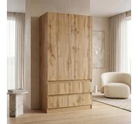 Happy Babies Armario bicolor 90 cm antracita/blanco | armario con puertas giratorias con 2 cajones | moderno armario para dormitorio, dormitorio juvenil 90 x 180 x 50 (roble Votan)