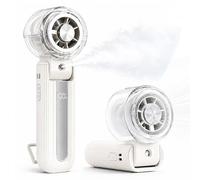 HAPPY DAYS Ventilador Portátil de Mano con Agua y Placa Fría - Mini Ventilador USB-C Recargable - hasta 12 h de Autonomía - Pantalla LED y Velocidad ajustable para Verano, Viaje, Oficina, Camping