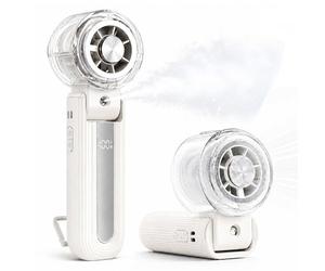HAPPY DAYS Ventilador Portátil de Mano con Agua y Placa Fría - Mini Ventilador USB-C Recargable - hasta 12 h de Autonomía - Pantalla LED y Velocidad ajustable para Verano, Viaje, Oficina, Camping