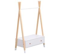 Perchero de madera y blanco con cajón para niños lou 80×40×130 cm