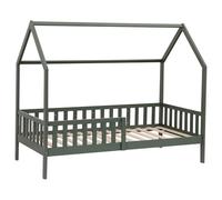 Happy Garden Cama cabaña Verde Marceau 190x90cm, somier de Pino Macizo con somier de láminas y barandillas de Seguridad
