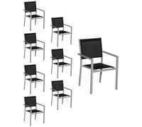 Happy Garden Juego de 6 sillas de Aluminio Gris textileno Negro