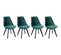 Happy Garden Lote de 4 sillas de Comedor de Terciopelo Verde Nora con cojín, sillas de Cocina, sillas tapizadas, Patas Negras Hechas de Madera Maciza de Haya