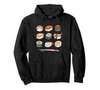 Happy Sushi Anime Kawaii Set Japanese Food Lover Otaku Manga Sudadera con Capucha