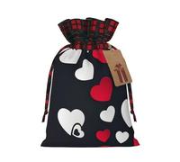Happy Valentine'S Day2 - Bolsa de Navidad a cuadros a juego con cordón, 4.7 x 6.9 pulgadas para Navidad, Halloween