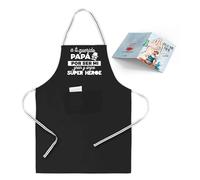HappyMots Delantal para Papá - Regalo Día del Padre | Delantal Divertido para Padre Cocinero BBQ | Incluye Tarjeta de Felicitación + Bolsa Regalo