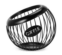 Happysnow Soporte de estante de café, organizador de tazas de café y con gran capacidad, cesta de almacenamiento para cápsulas de café en metal