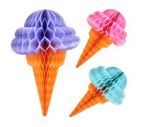 Happyyami Decoraciones para Fiesta Verano 3 Piezas de Colgantes de Papel en Forma de Helado, Detalles Llamativos y Material de Papel para Reuniones en Casa Color Aleatorio