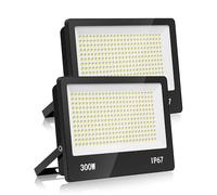 HAPYLUMI Focos LED Exterior, 2 Piezas 300W 30000LM 6500K Floodlight Blanco Frío, IP67 Impermeable Proyector LED Exterior Iluminación de Seguridad para Jardin Patio Garaje Granja Almacén Estadio