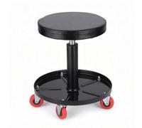 harayaa Asiento de Mantenimiento de Vehículos Taburete Rodante Banco Mecánico Silla Taller Ajustable de 42 a 56 Cm con Asiento Redondo Acolchado Apto para, Negro, Modelo Negro con Base