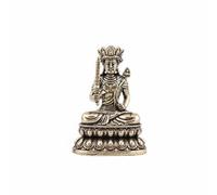 harayaa Estatua Buda de Bronce Escultura Figura Talla Ídolo con Base de Loto Intrincada y Pátina Natural Adecuada para Altar Doméstico Meditación Escritorio Estantería Coleccionismo Protección 5.3cm