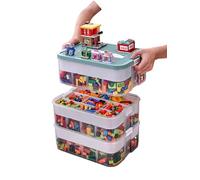 Harazaqa Juguetes Infantil Cajas Almacenaje para Lego Bloques Construccion Niños Organizador Cajones, Plastico Baul Almacenamiento 3 Capas Apilables Cesta Guardar Decorativas Transparente Piezas