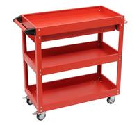 HarBin-Star - Carro de taller con ruedas con 3 superficies de carga, hasta 150 kg, para todos los entornos, 76,3 x 35,3 x 83,5 cm, color rojo