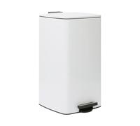 Harbour Housewares 30L Cubo de Basura Cuadrado con Pedal De Acero Inoxidable para Cocina - Blanco - 1x Cierre Suave Grande Alto Metal Armario Alimento Desperdiciar Reciclaje Bote Contenedores