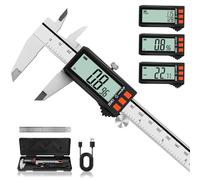 HARDELL Calibre Digital Recargable 6", con indicador de batería y pantalla LCD grande. Preciso y versátil para mediciones 4 en 1. Ideal para joyería, carpintería y bricolaje. Incluye estuche.
