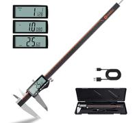HARDELL Digital Caliper 0-12 Inch, Pie de Rey Digital Recargable con Pantalla LCD Grande, Milímetros/Pulgadas/Fracciones, Acero Inoxidable, Apagado Automático