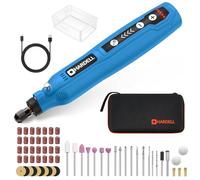 HARDELL Mini Amoladora Batería Inalámbrica USB Azul, Herramienta Rotativa Multifunción 3.7V con 69 Accesorios, 5 Velocidades para Manualidades, Modelismo, Pulir, Taladrar y Cortar
