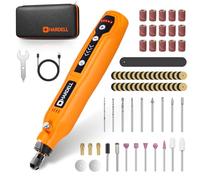 HARDELL Mini Amoladora Bateria Inalámbrica USB, Herramienta Rotativa Multifunción 4V con 61 Accesorios, 5 Velocidades para Manualidades, Modelismo, Pulir, Taladrar y Cortar - Kit de Regalo Bricolaje