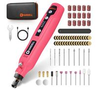 HARDELL Mini Amoladora Batería Inalámbrica USB Rosa, Herramienta Rotativa Multifunción 3.7V con 69 Accesorios, 5 Velocidades para Manualidades, Modelismo, Pulir, Taladrar y Cortar