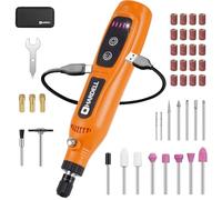 HARDELL Mini Amoladora Eléctrica Inalámbrica 3.7V con 43 Pzas, Herramienta Rotativa USB-C con Uso Mientras se Carga, 5 Velocidades 5500-15000 RPM para Grabar, Pulir, Lijar, Taladrar, Tallar