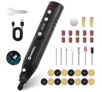 HARDELL Mini Amoladora Inalámbrica 4V, Herramienta Rotativa Multifunción con 5 Velocidades, Luz LED y Batería 2000mAh, Mini Taladro Recargable para Lijar, Pulir, Grabar y Manualidades DIY