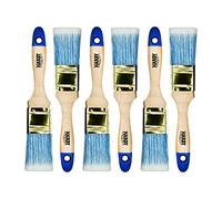 Hardy Working Tools - Juego de 6 Brochas Planas 35 mm Serie 42, Brocha para Lasur en Madera y Barniz para Metal - Cerdas Sintéticas Claras