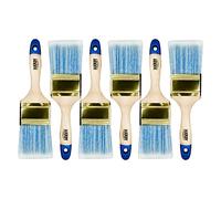 Hardy Working Tools - Juego de 6 Brochas Planas 60 mm Serie 42, Brocha para Lasur en Madera y Barniz para Metal - Cerdas Sintéticas Claras