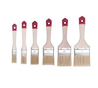 HARDY WORKING TOOLS Juego de pinceles planos, 6 piezas, 1 pieza - 20, 25, 35, 50, 60, 75 mm de ancho, juego de pinceles con mango de madera, serie de pinceles de pintura *40*, 6 piezas, juego de